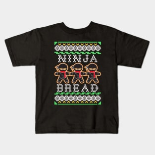 Funny Ninja Bread Gingerbread Ugly Christmas Gift Kids T-Shirt